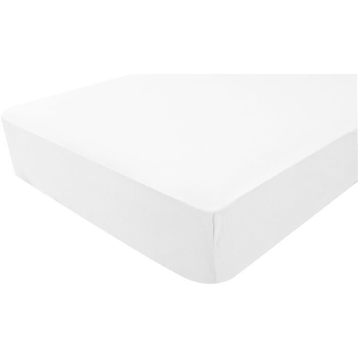 Juego de 2 sábanas bajeras ajustables - DOMIVA - Jersey - 60x120 cm - Blanco/perla