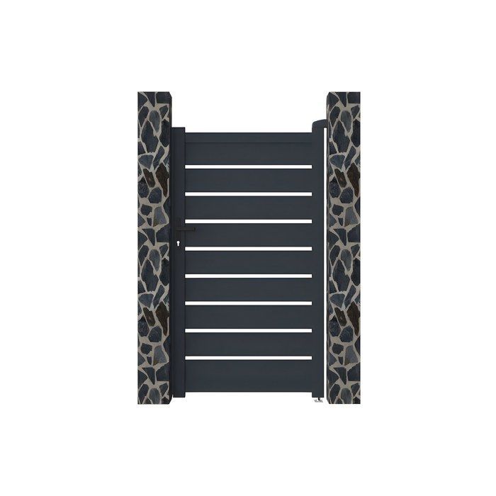 Puerta batiente de aluminio, diseño calado, 103 x 180 cm, color antracita - PRIMO