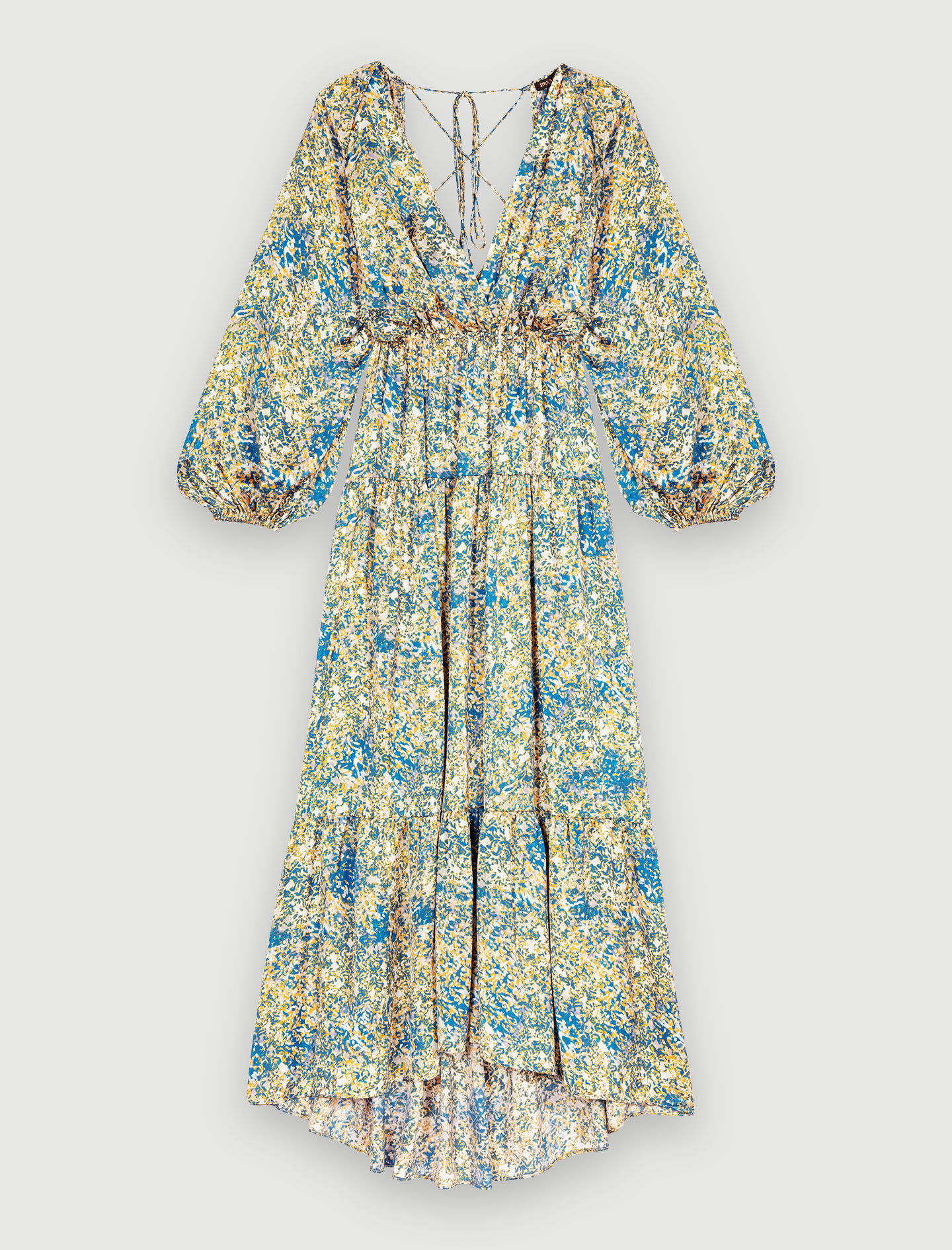 Lange jurk met print - Abstract blauw