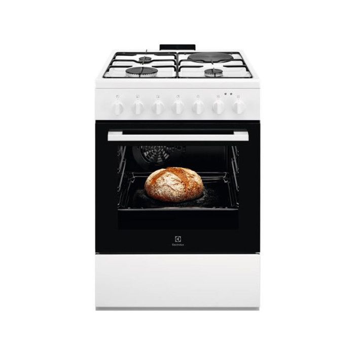 Electrolux LKM624022W 4-Burner Gas/Electric Cooker - Multifunction