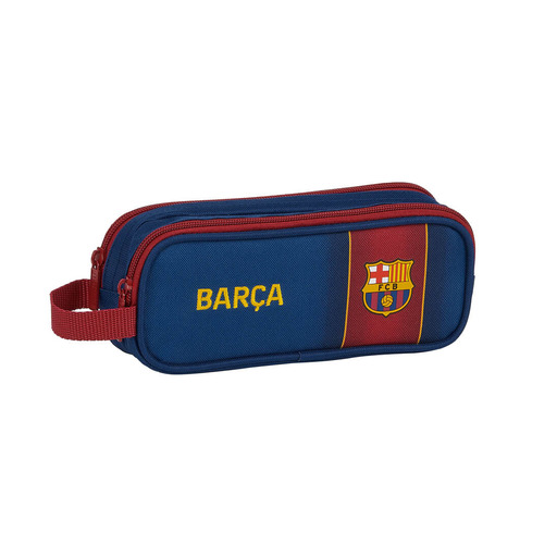  Safta 812029513 Podwójny piórnik z 2 zamkami błyskawicznymi, szkoła FC Barcelona, granatowy/bordowy
