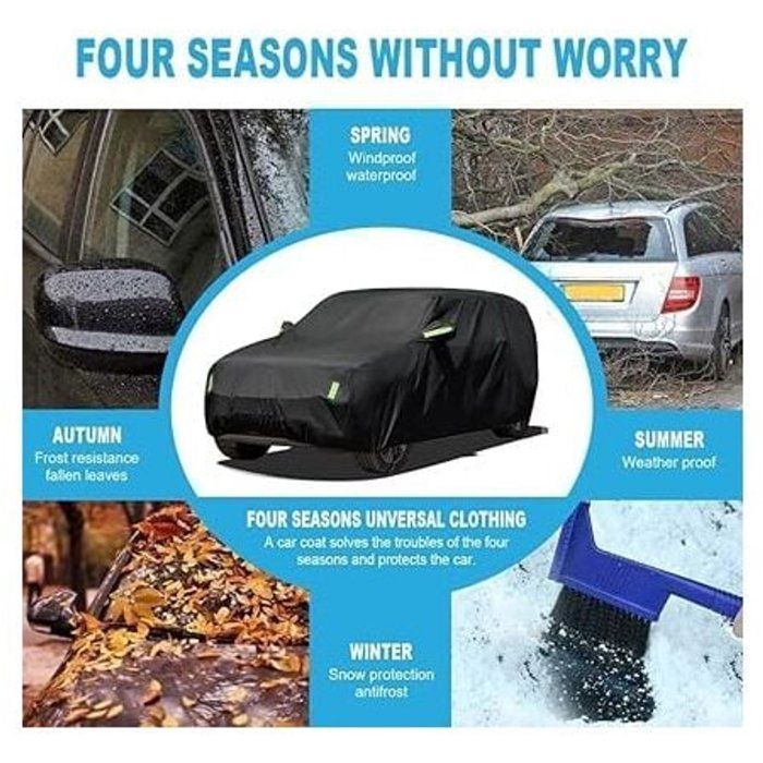 Housse de voiture imperméable pour SUV 480 x 175 x 150 cm - Housse de voiture extérieure noire - Protection contre la neige, le