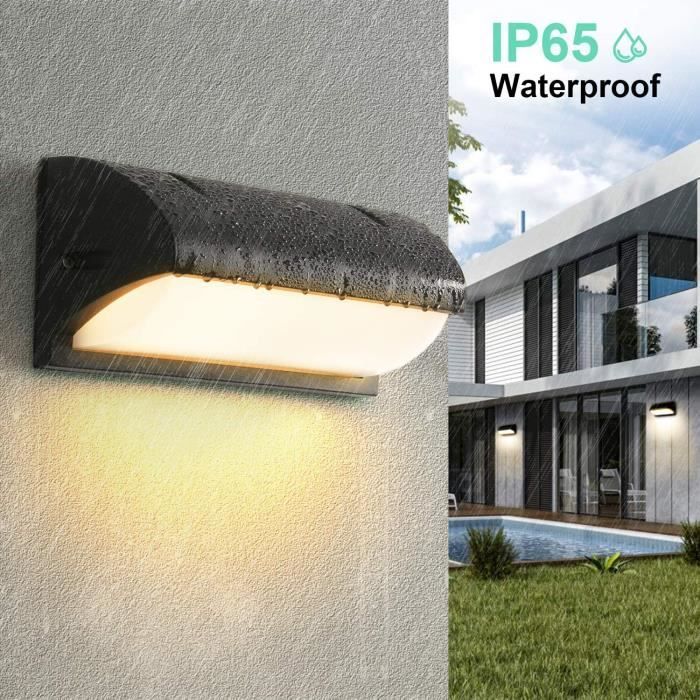 Applique Murale Extérieur Moderne,LED 18W Étanche IP65 En Aluminium,Anthracite Eclairage,Décoration Lumière,Pour Cour Jardin
