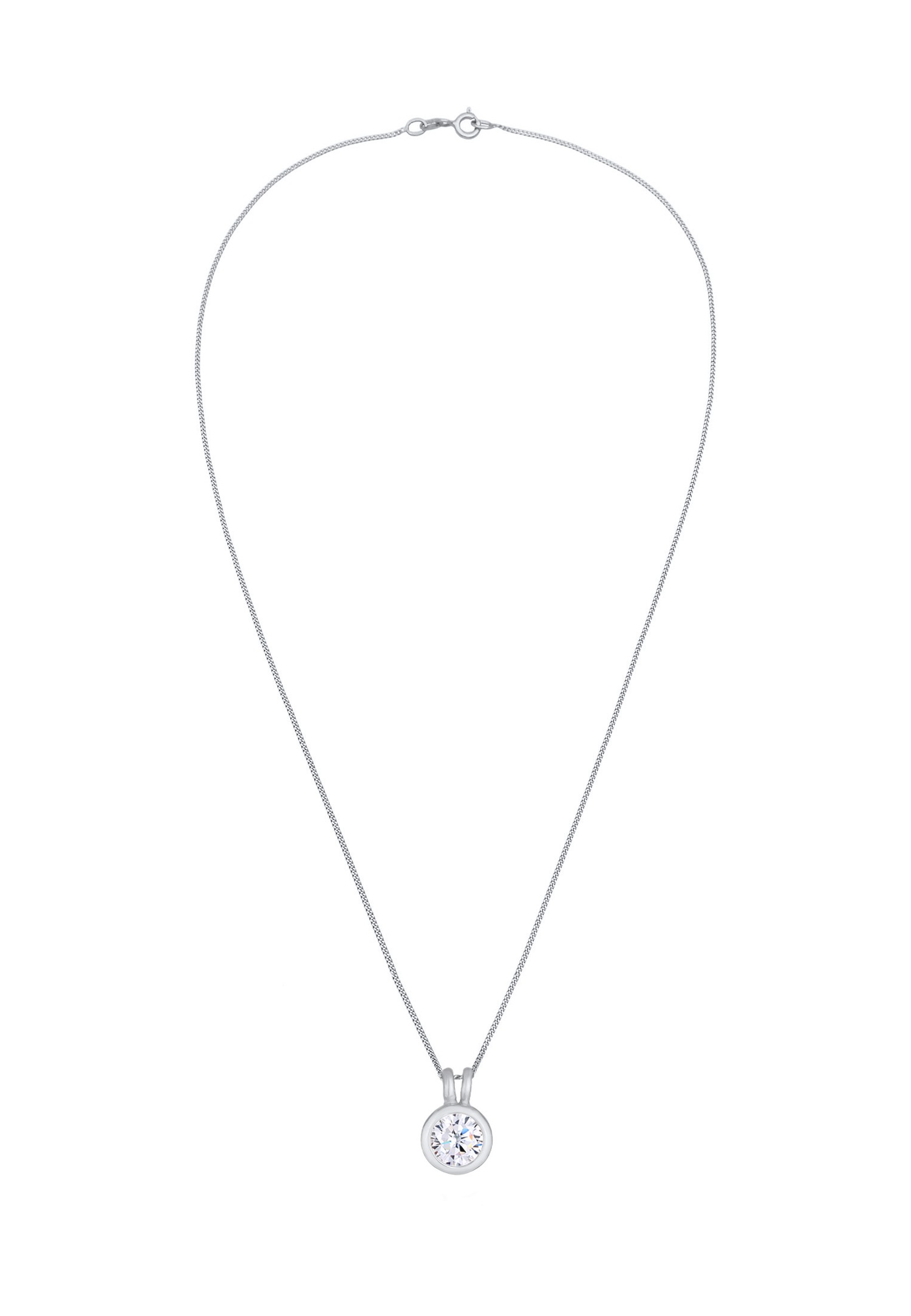 Elli Femmes Pendentif Solitaire Rond Classique avec Cristal de Zirconium en Argent Sterling 925