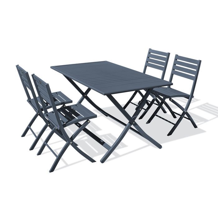 Tuinset voor 4 personen in antracietgrijs aluminium - Antracietgrijs
