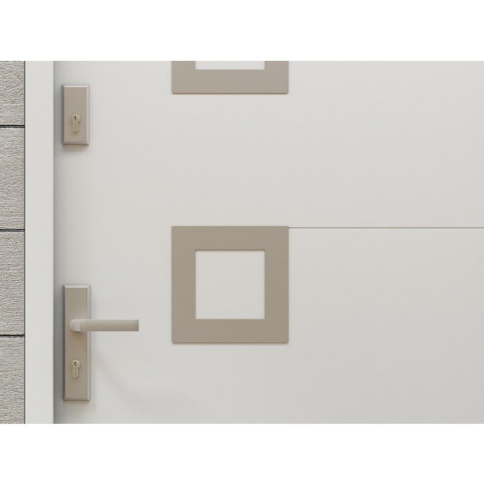 Solid steel and stainless steel front door, 207 cm high x 100 cm wide, white - 55 mm thick - right-hand opening - TIFANA