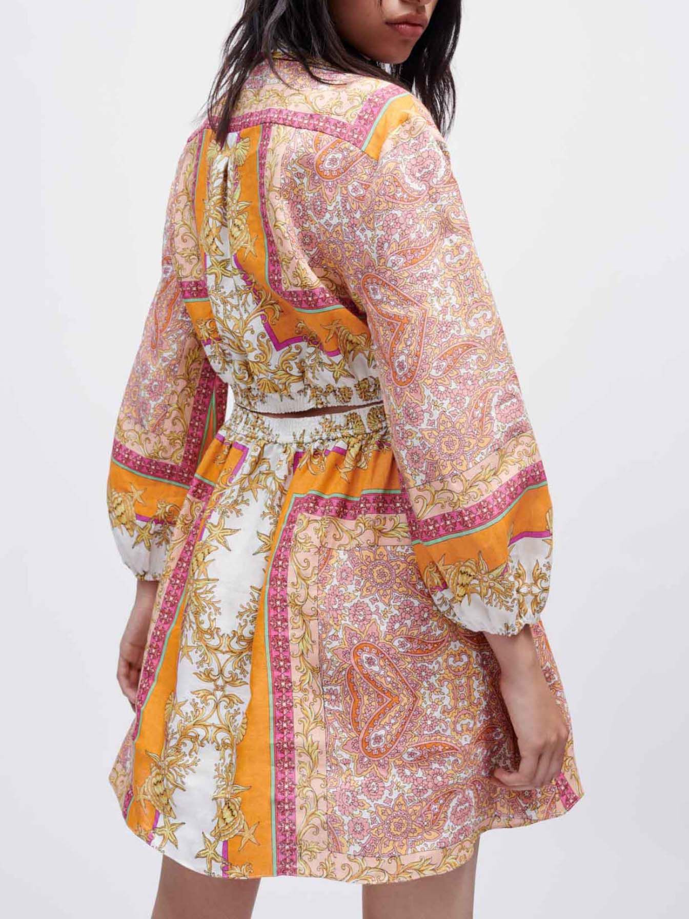 Rochie cămașă din in cu imprimeu - Foulard Coquillage