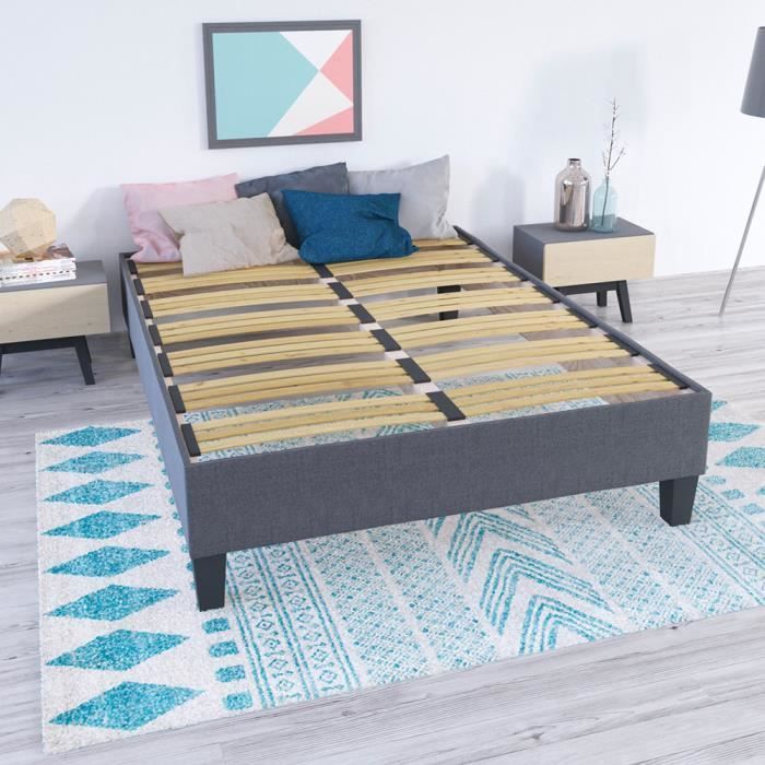 OLYMPE BEDDING - Kit de base de cama ERGOSTAR - Gris claro - 160x200