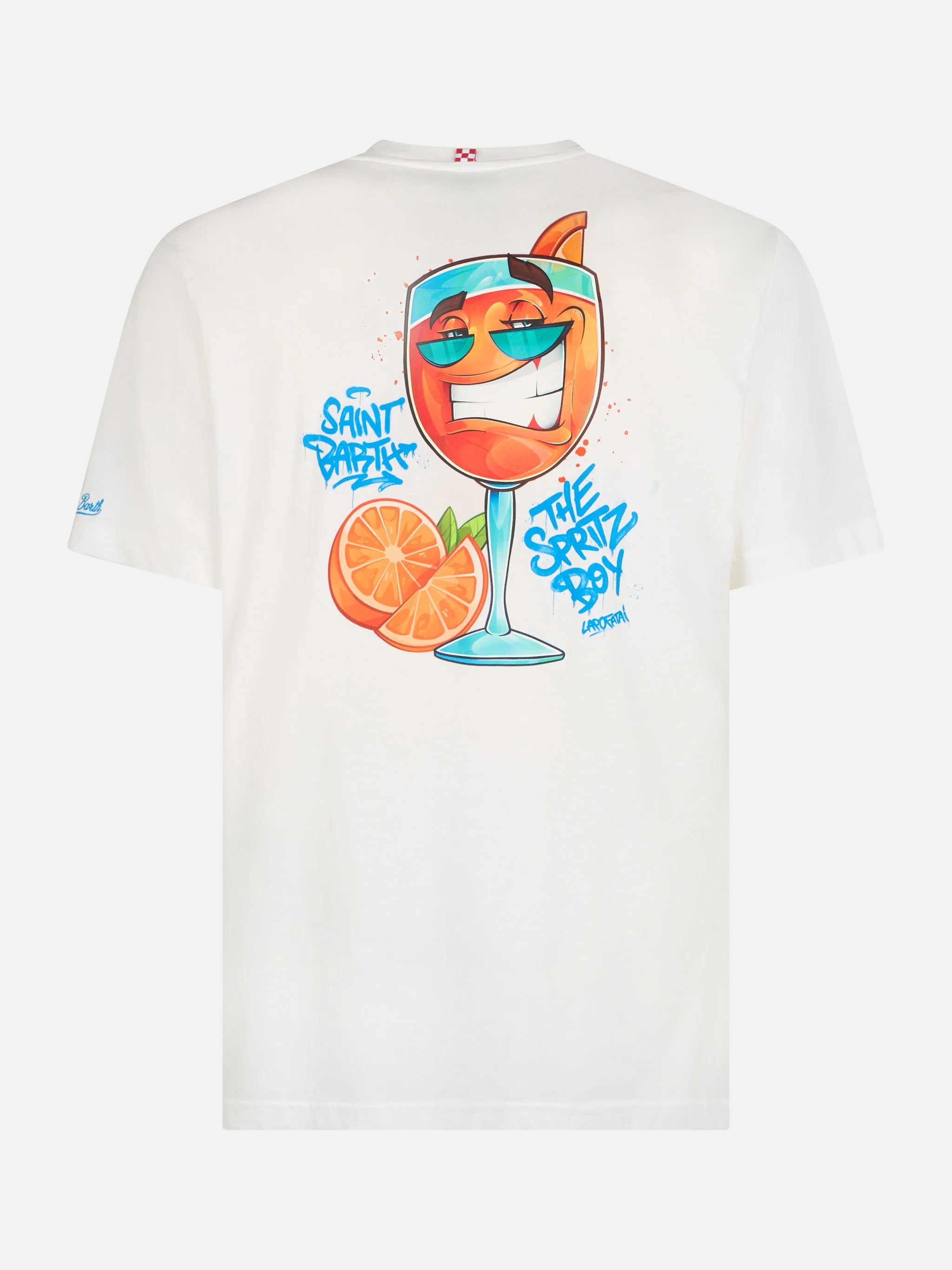 Heren katoenen T-shirt met Cryptopuppets Spritz dav-print.