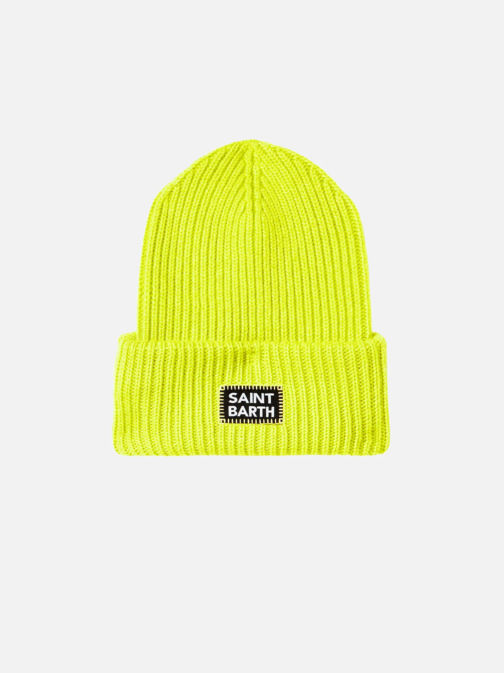 Fluorescerend gele gebreide herenmuts