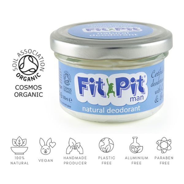 Deodorante naturale Fit Pit da uomo, senza alluminio - 100 ml
