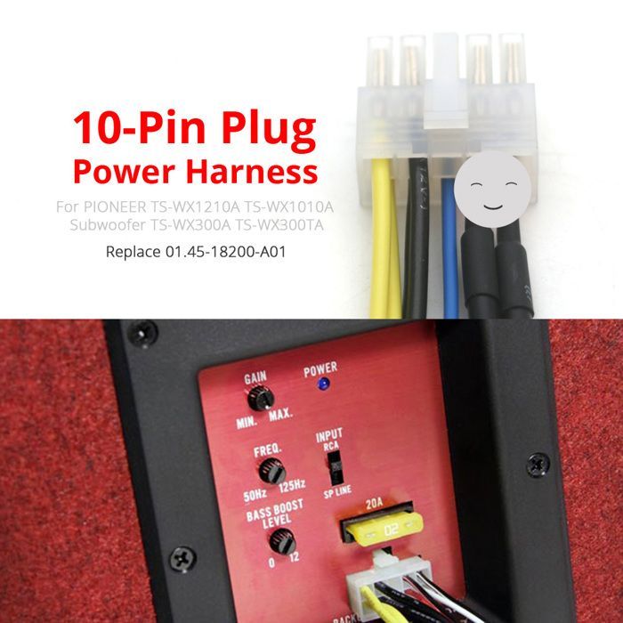10 Pin prise harnais d'alimentation subwoofer RCA adaptateur