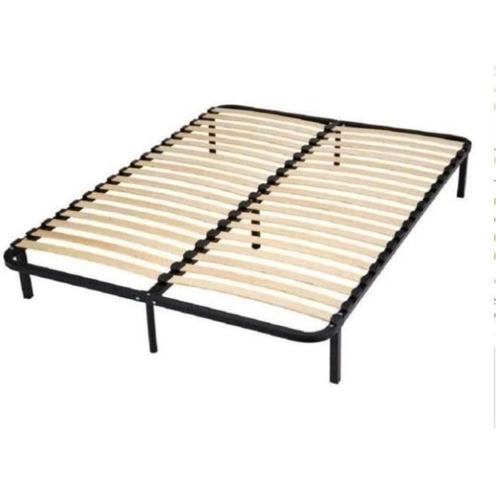 Base letto a doghe con gambe - marca IZTOSS - 140 x 190 cm - Nero - 2 posti