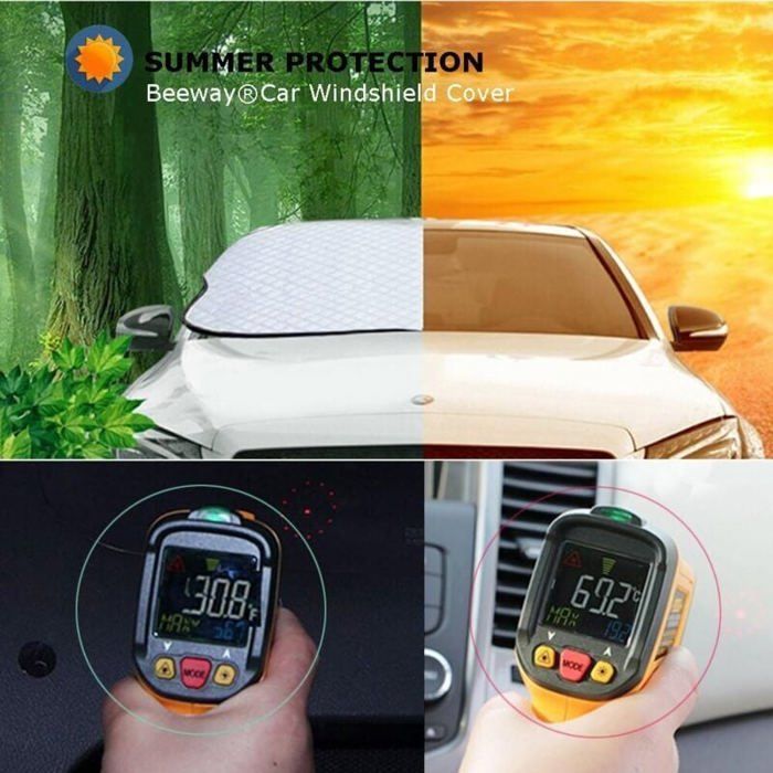 Ahlsen Housse de pare-brise de voiture, housse de protection extra épaisse pour pare-brise de voiture – Neige, gel, soleil, UV,