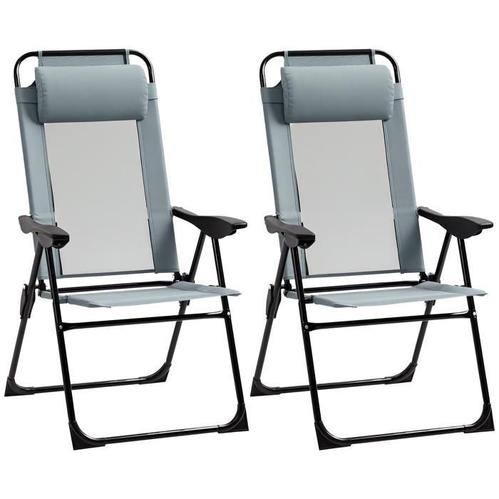 Silla de jardín Outsunny - Acero - 62x70x109cm - Gris