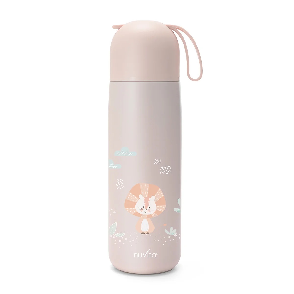 Bouteille isotherme NUVITA avec poignée en silicone rose 400 ml