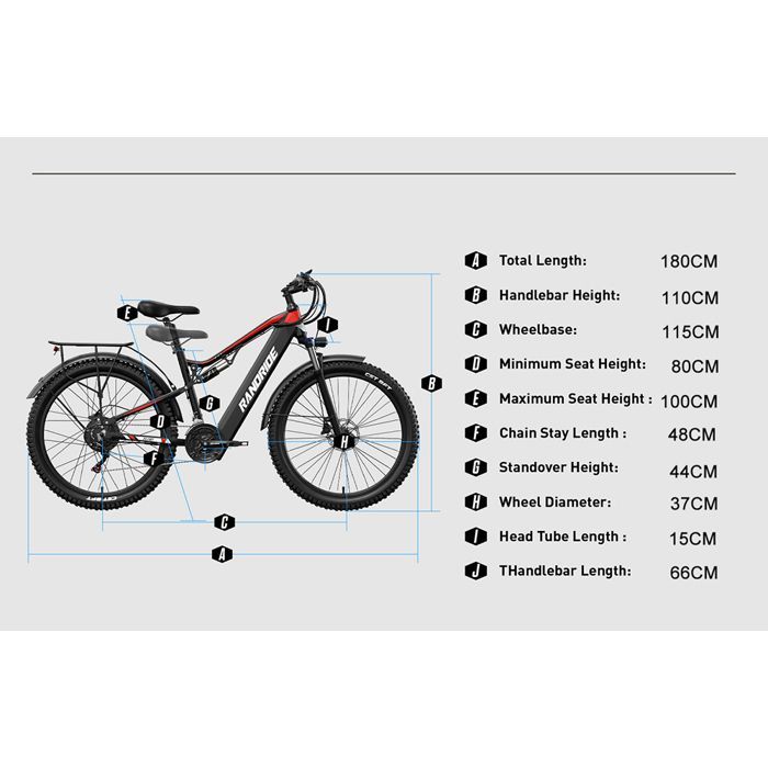 RANDRIDE YG90 Vélo Électrique 1000W, 45 km/h, autonomie 50 km, batterie 17Ah, suspension intégrale, écran LCD couleur 4
