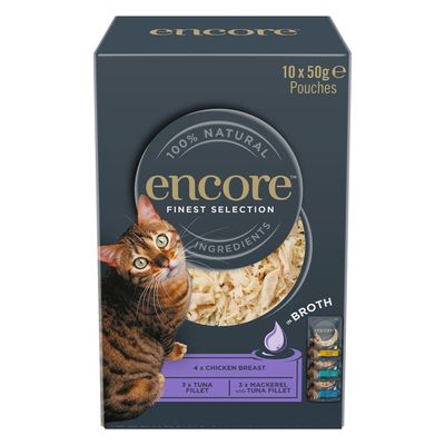 Σακουλάκια για γάτες Encore σε ζωμό 10 x 50g