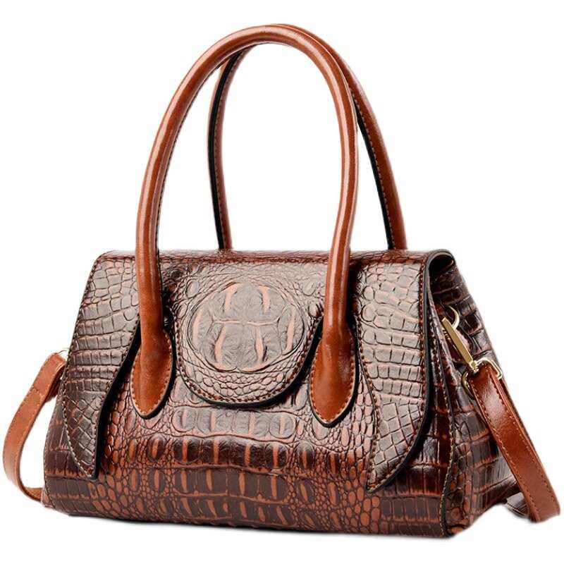 Borsa a tracolla da donna in pelle di alligatore vintage, modello Crocodile.