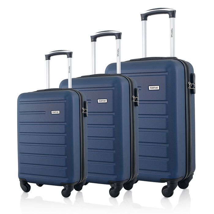 TURTLE - Set di 3 valigie 52cm-62cm-67cm - ABS - 4 ruote doppie - Serratura integrata - Blu navy