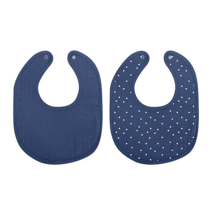 Set of 2 Absorbent Baby Bibs, 27cm, Dark Blue