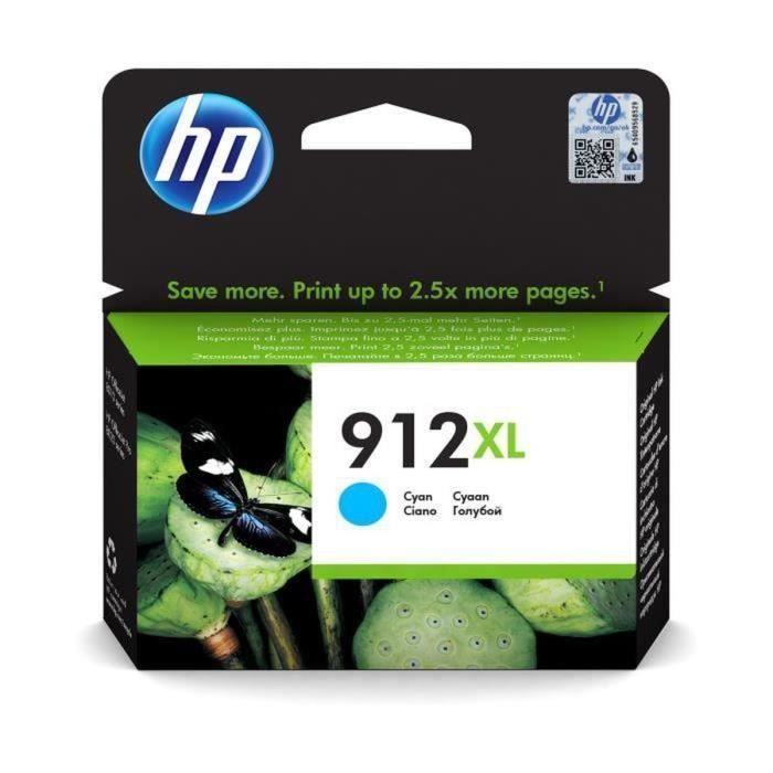 Cartuccia d'inchiostro ciano ad alta capacità originale HP 912XL (3YL81AE) per stampanti HP OfficeJet serie 8010 / OfficeJet Pro serie 8020
