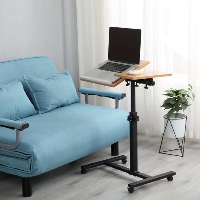 Verrijdbare bedtafel - ELANCOOH - Verstelbare hoogte - Mobiel staand bureau - 60 * 34 cm - Opklapbaar bureau