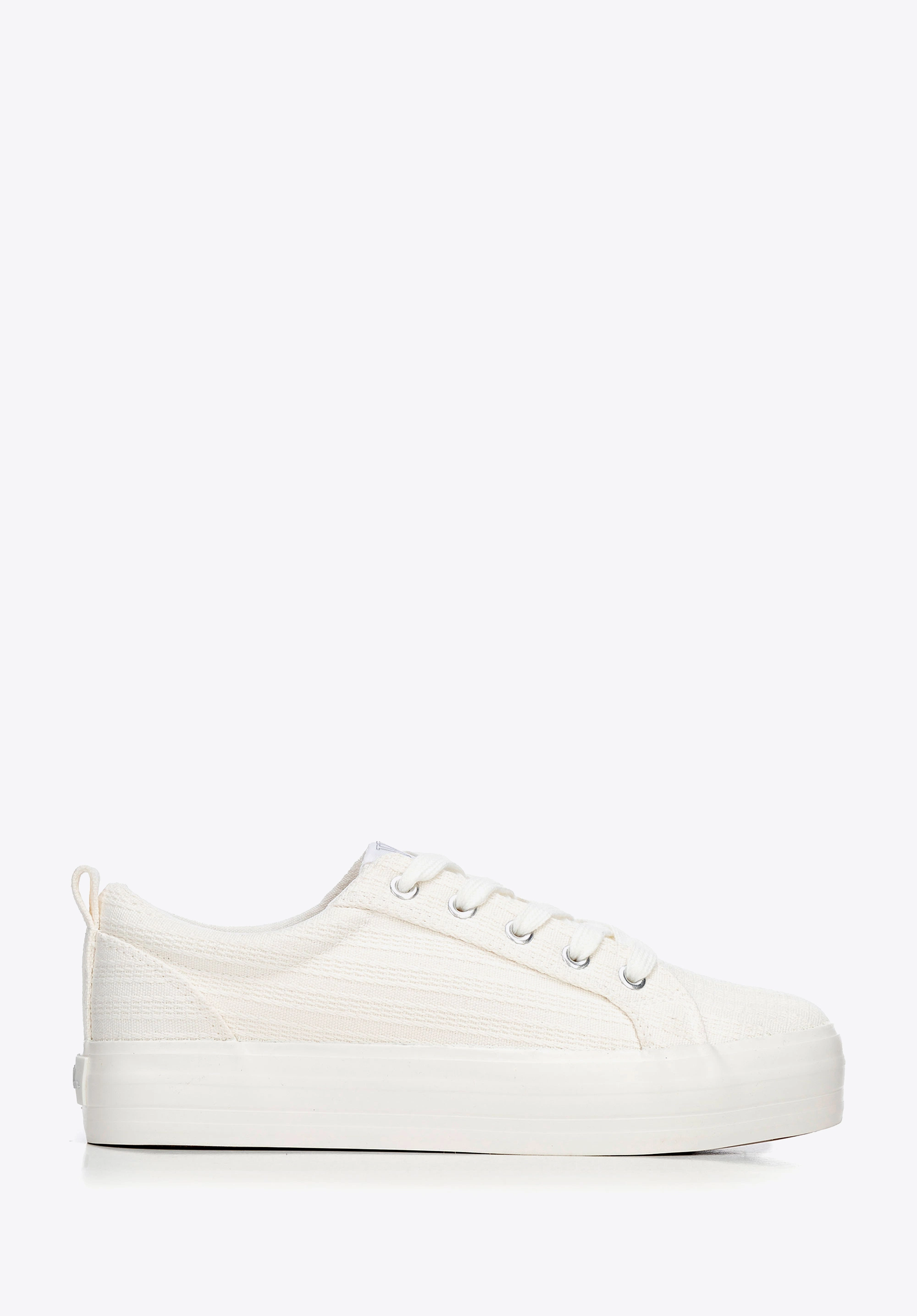 Damskie sneakersy na platformie kremowe