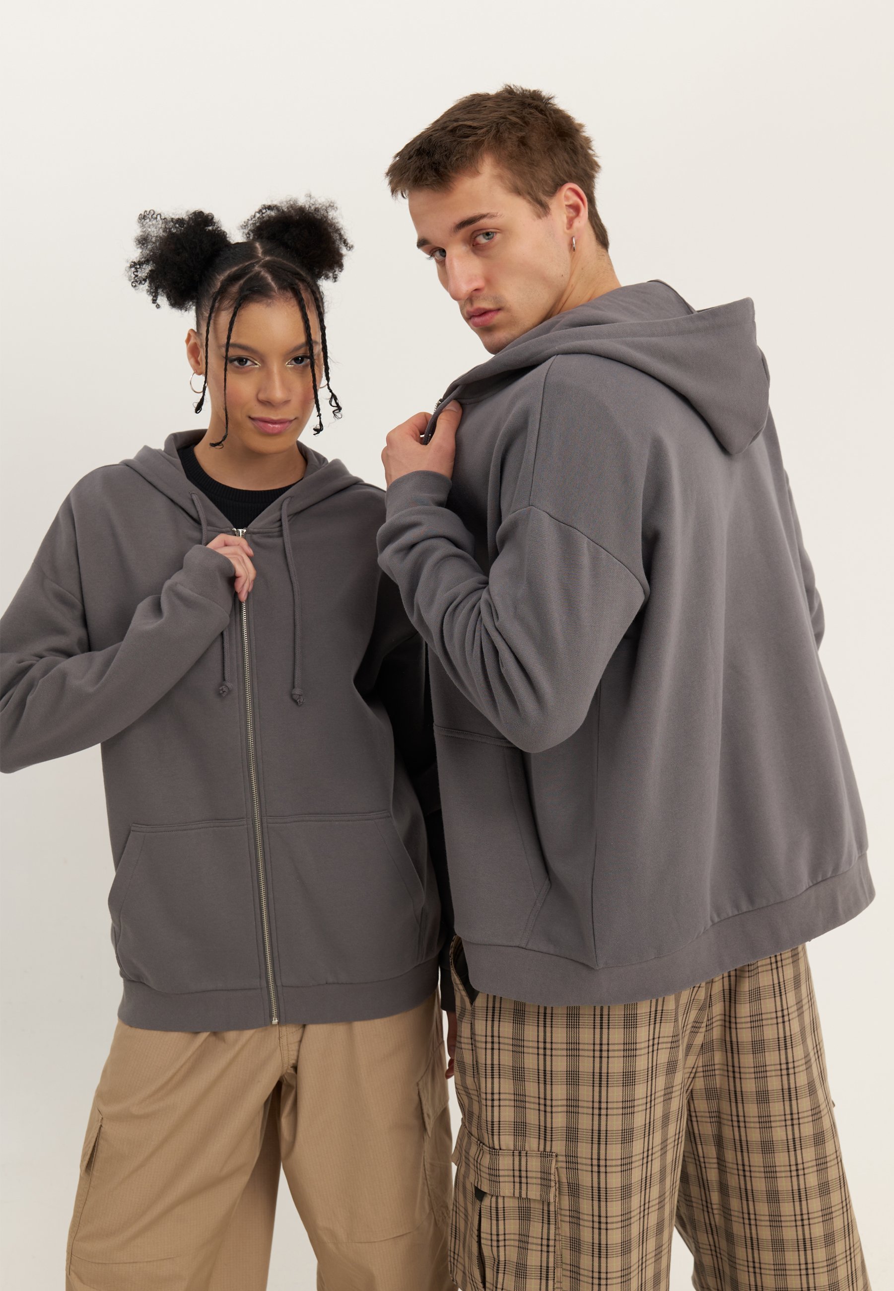 YOURTURN UNISEX - Majica s patentnim zatvaračem - tamnosiva