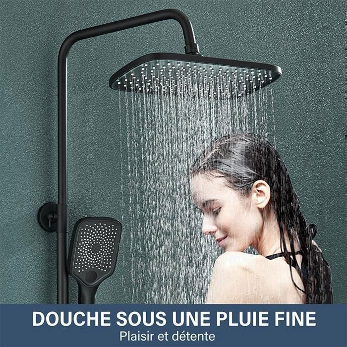 Colonne de Douche,Pommeau de Douche,Système de Douche,4 Fonctions,Noir