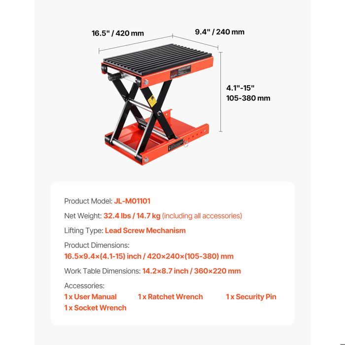 Elevador de motocicletas Duoku: gato de tijera de acero resistente para vehículos todo terreno y motocicletas todoterreno, ideal para reparaciones.