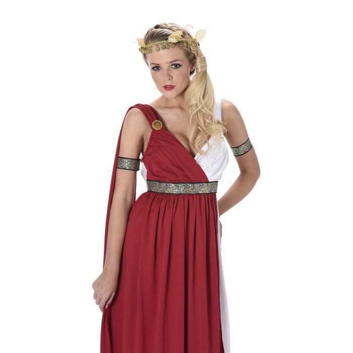 Traje romano vermelho para mulheres
