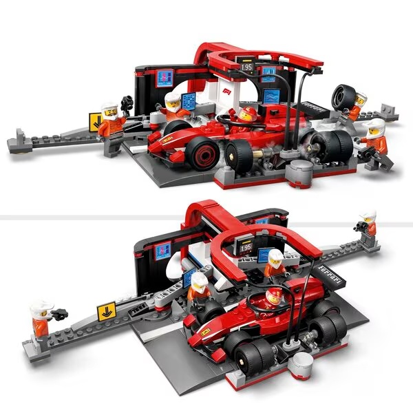 LEGO City 60443 F1 Pit Stop i ekipa u boksu s Ferrari automobilom