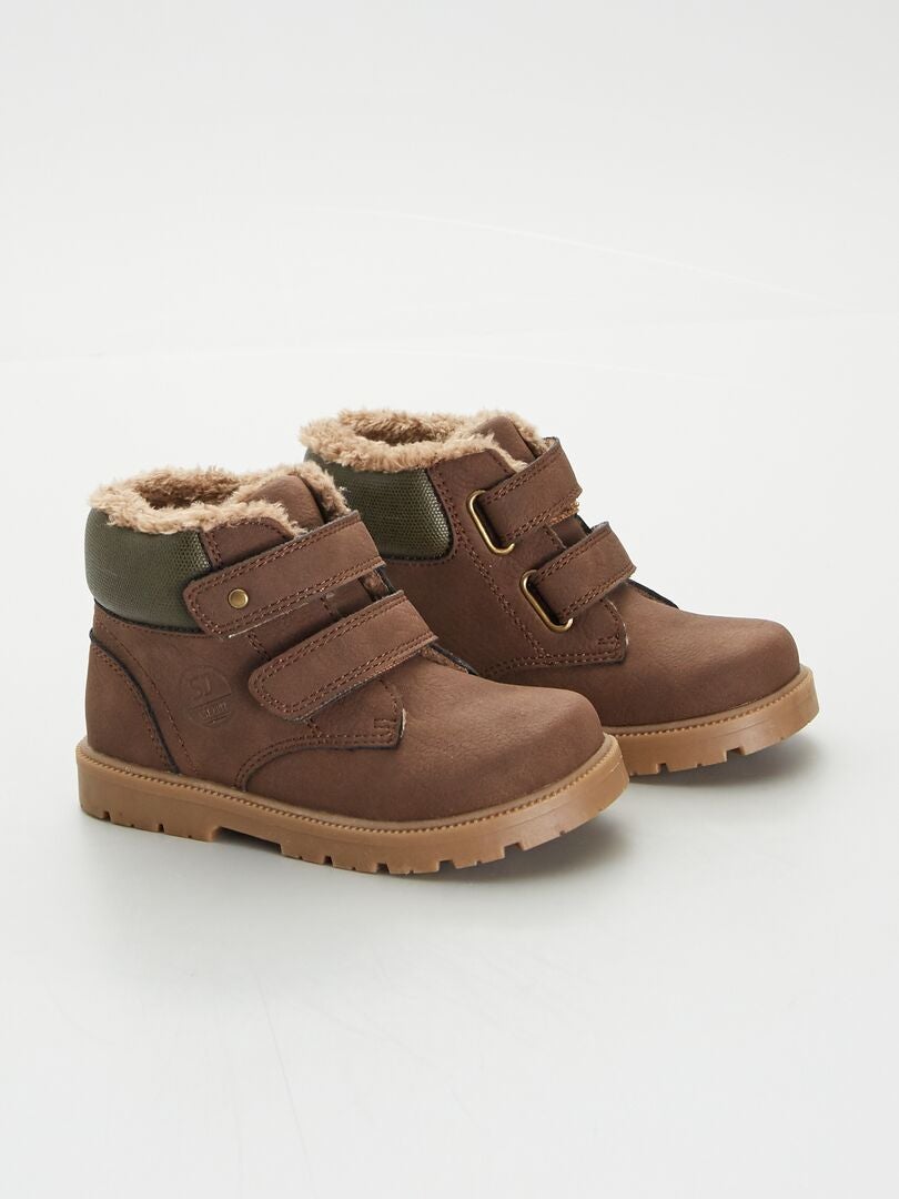 Botas de montanha com forro de lã Sherpa - MARROM