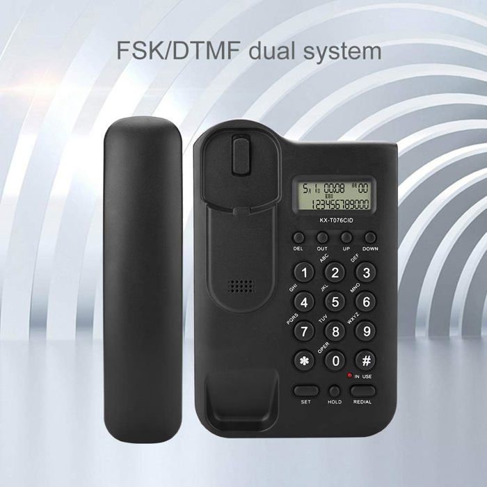 Teléfono fijo de pared FEBEST con identificador de llamadas - 19,5 x 12,8 x 4,5 cm - Negro