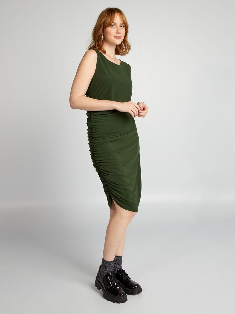 Vestido drapeado sem mangas - VERDE