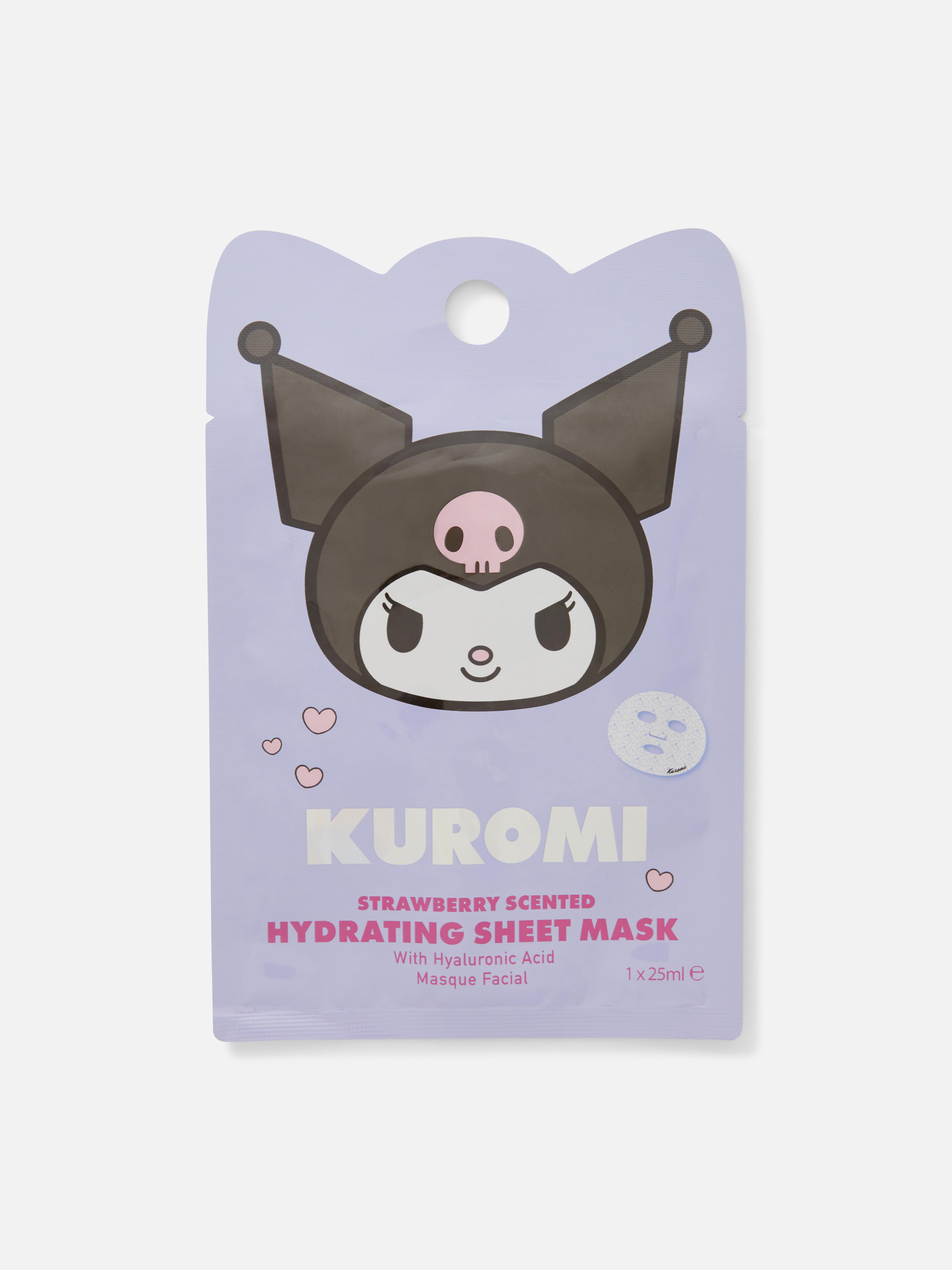 Mască de față Hello Kitty Kuromi O mască de față hidratantă cu parfum de căpșuni, cu acid hialuronic