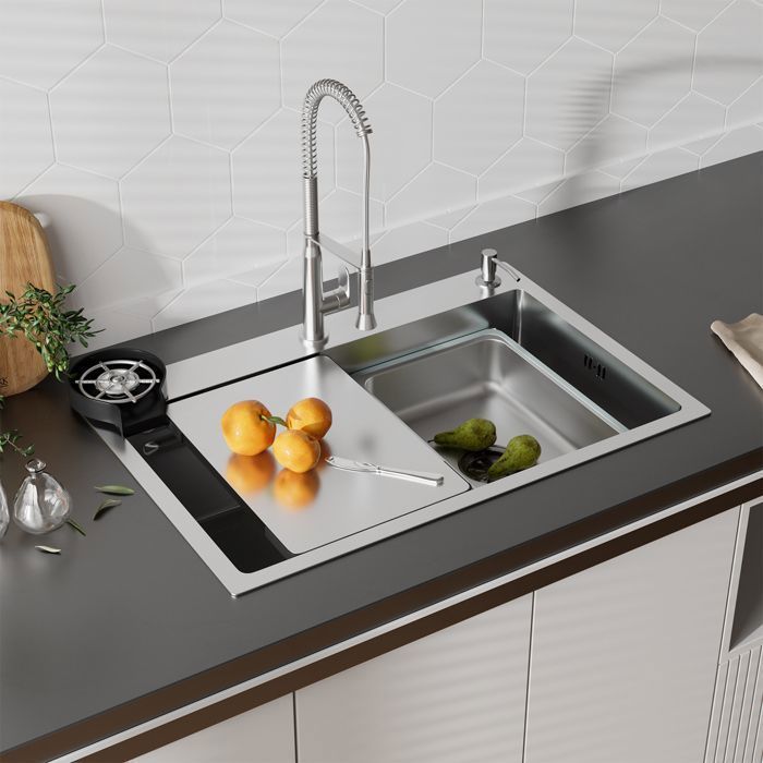 Kitchen sink - DEWINNER - Integrated double step - 70x45x22 cm - Soap dispenser & cutting board