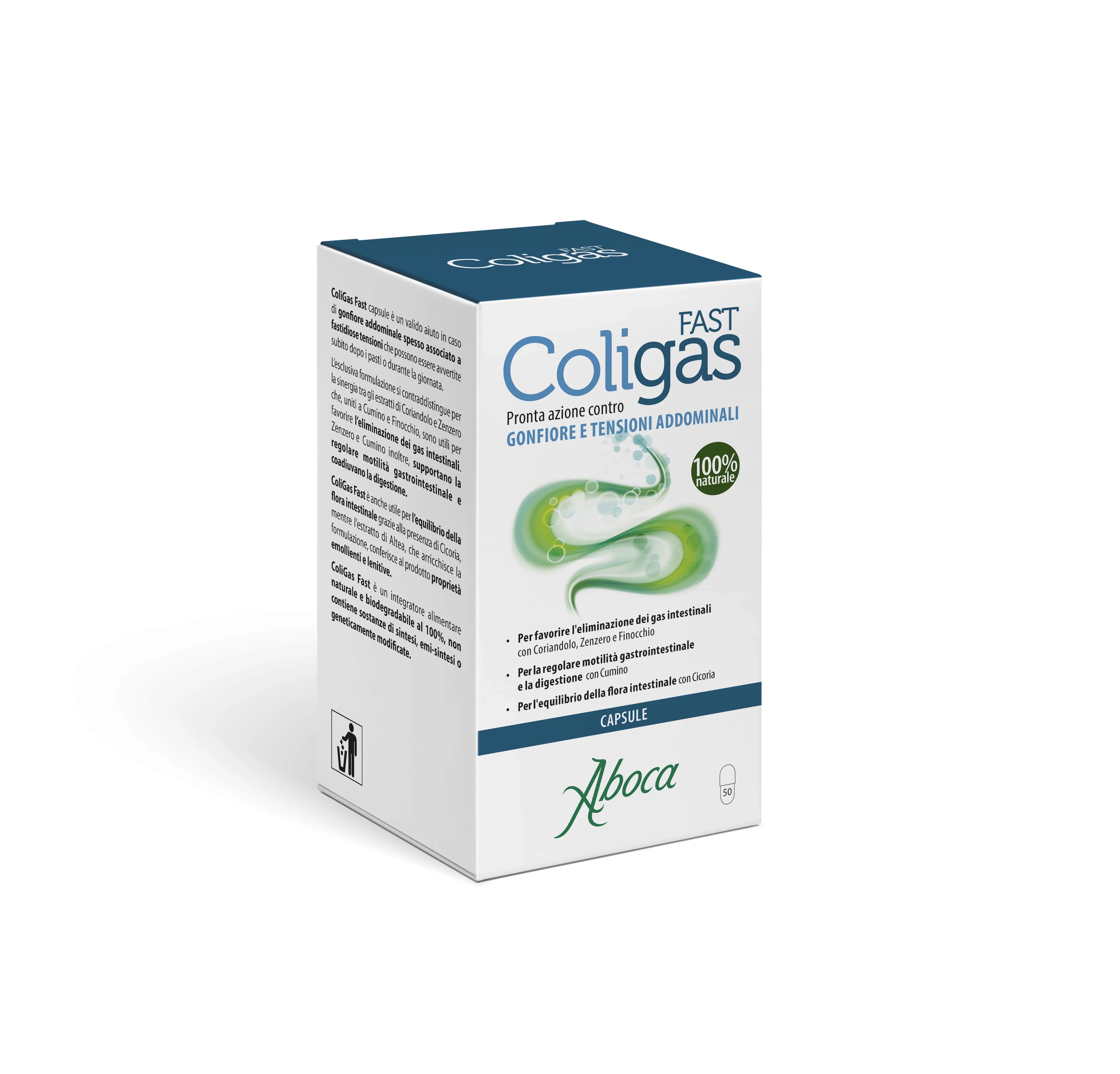 ABOCA Aboca Coligas Fast Complément 50 gélules pour la digestion et l'élimination des gaz intestinaux