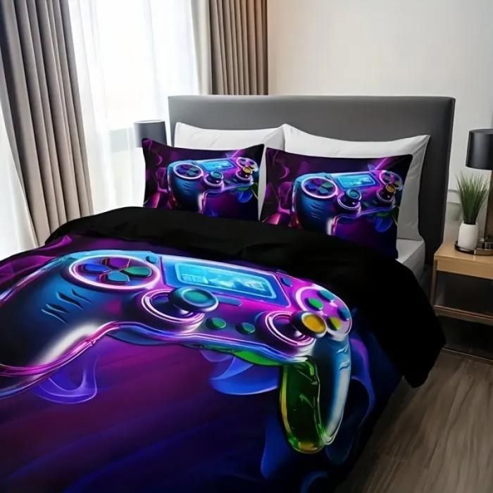 Housse de Couette 140x200 Manette de Jeu Housse de Couette Enfant GarçOn Fille Ado Game Adulte Parure de Lit Gami PARURE DE COUETTE