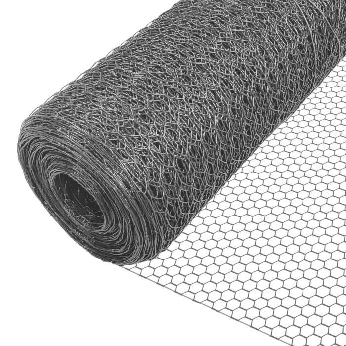 VOUNOT Chicken wire with 25mm PVC sheathed wires, grey, 1x25M