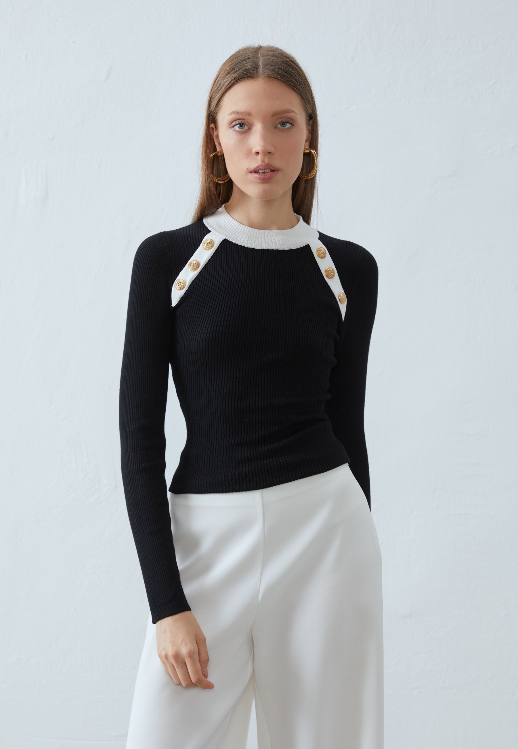 Anna Field Pullover - schwarz/weiß