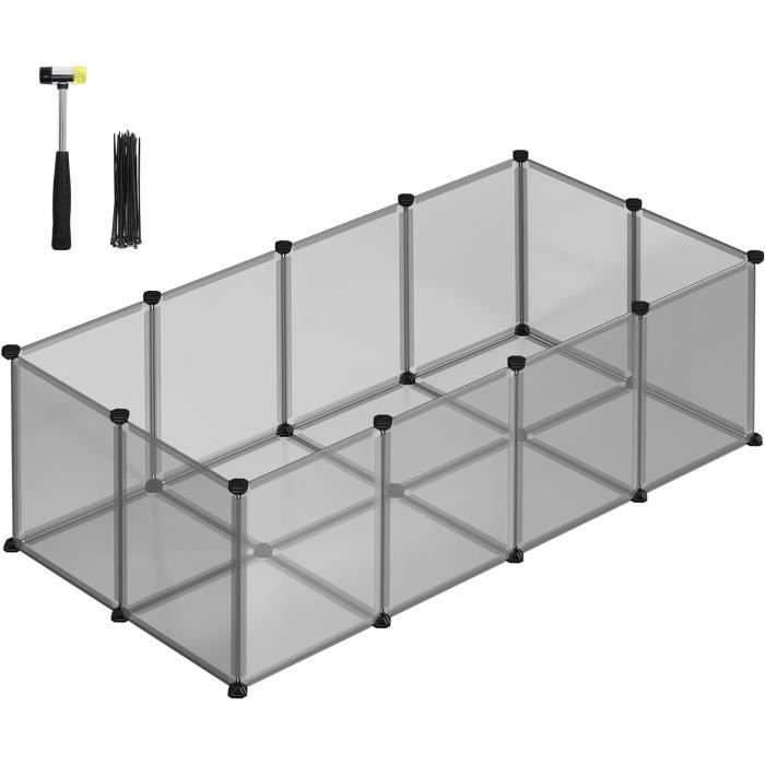 Jaula modular SONGMICS para animales pequeños con base, ideal para cobayas, hámsteres, conejos y roedores, color gris LPC002G01