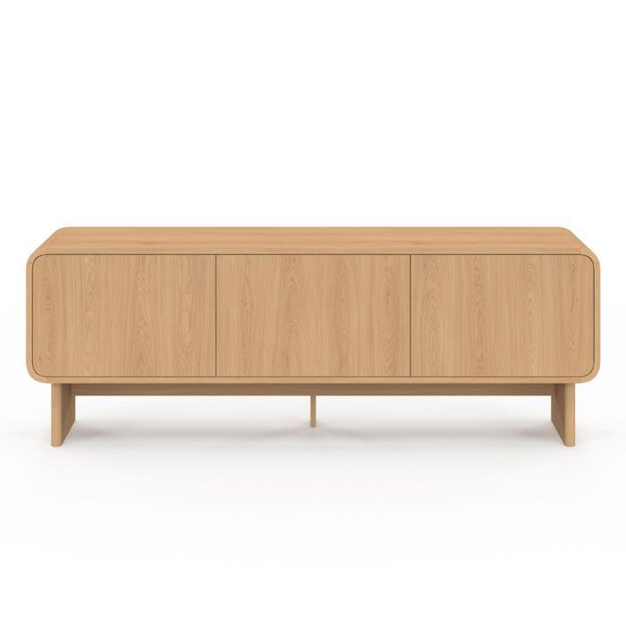 IDMARKET CAPUCINE 140cm tv-meubel met 3 deuren, beuken afwerking, afgerond design