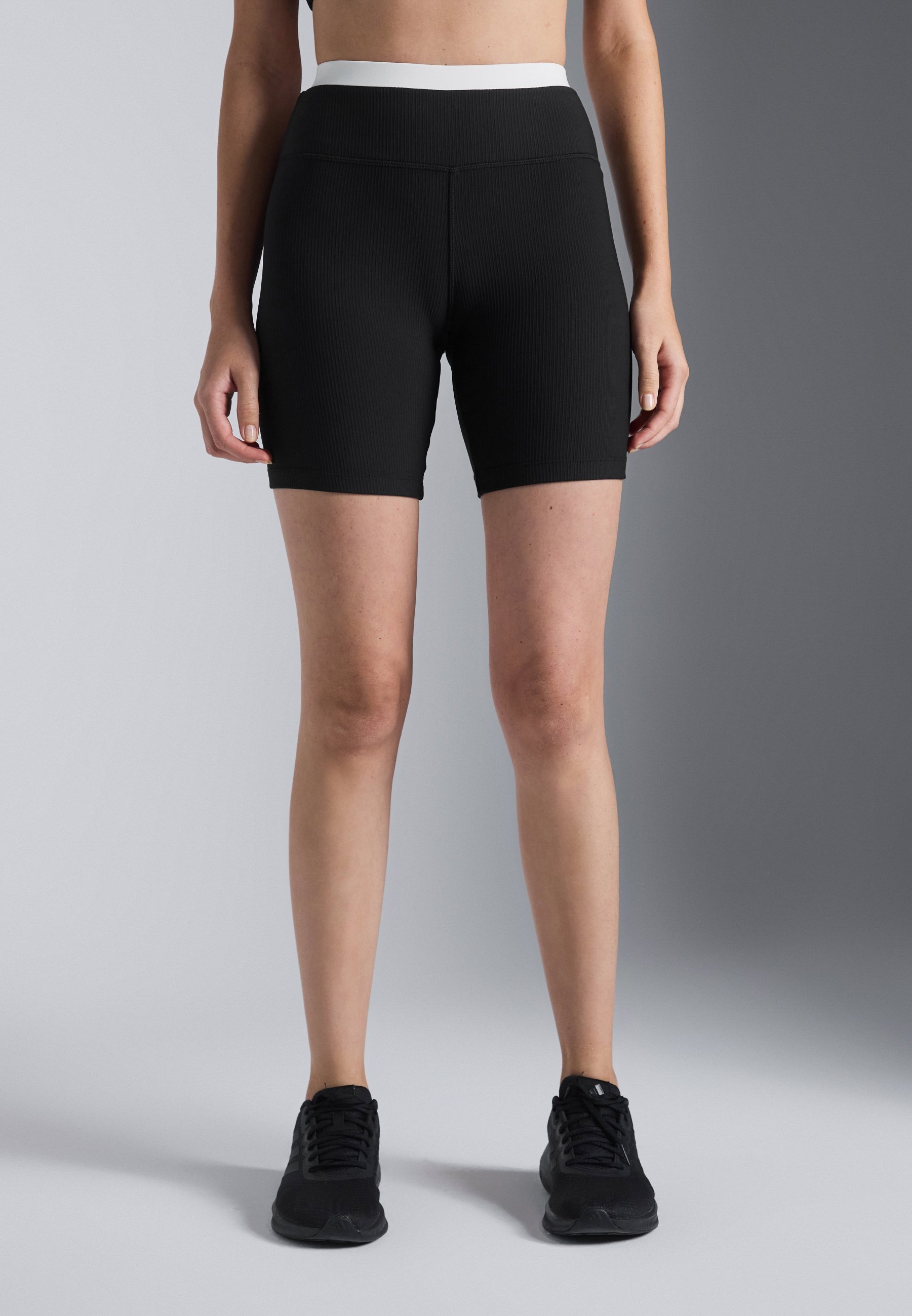 Short de cyclisme Even&Odd Active taille mi-haute avec double ceinture contrastée - Leggings - noir