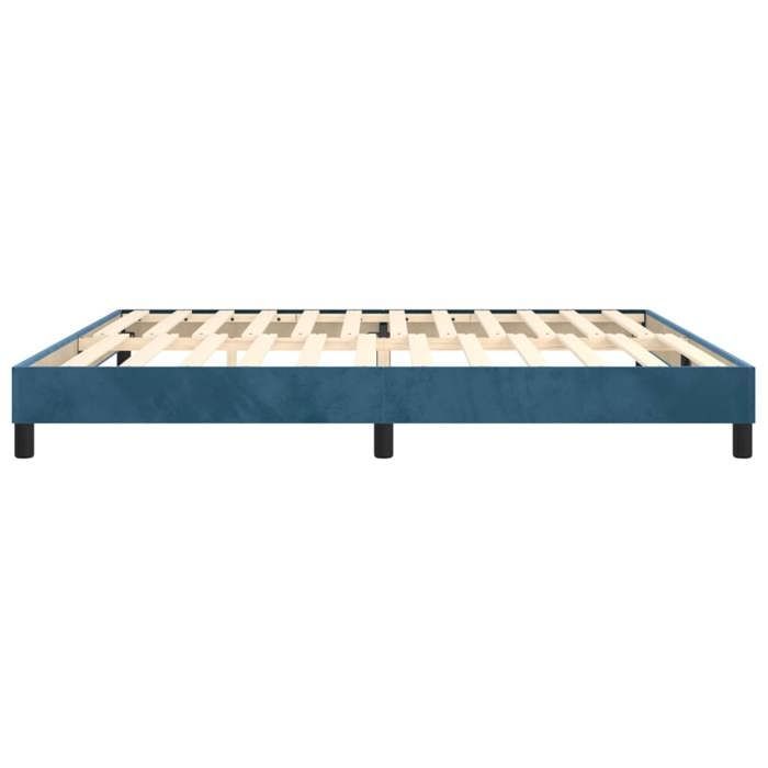 Cama de madera azul de 200 x 200 cm - Estable y duradera - Estructura de cama de muelles azul oscuro de 200 x 200 cm, terciopelo 001_319432
