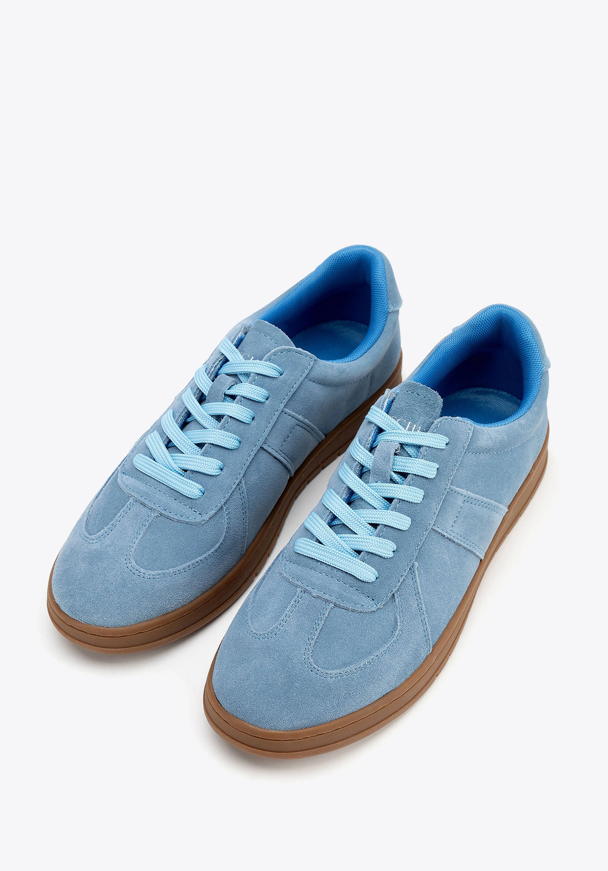 Sneakersy męskie ze skóry zamszowej niebieskie