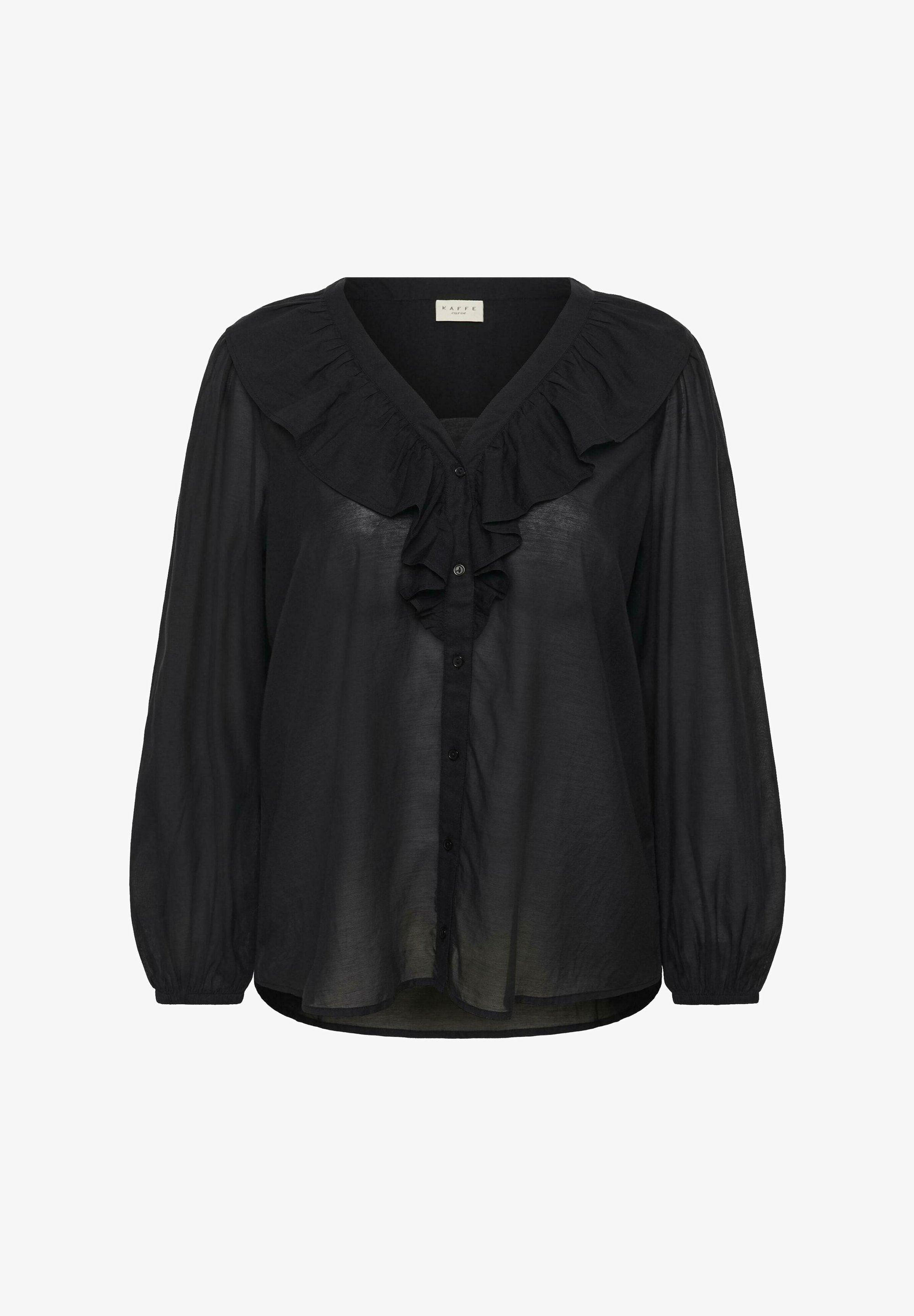 Kaffe Curve FRILL - Blouse met knoopsluiting - diepzwart