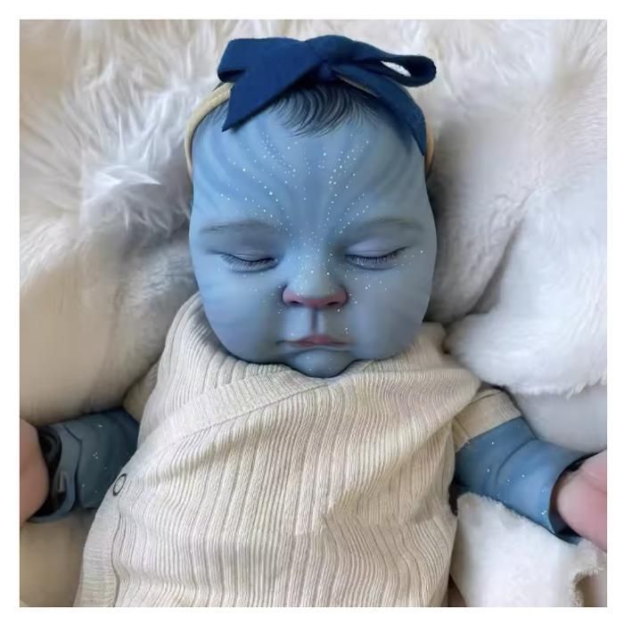 Bebé Reborn Avatar de 49 cm – Muñeca Reborn realista de vinilo de silicona – Bebé articulado durmiendo
