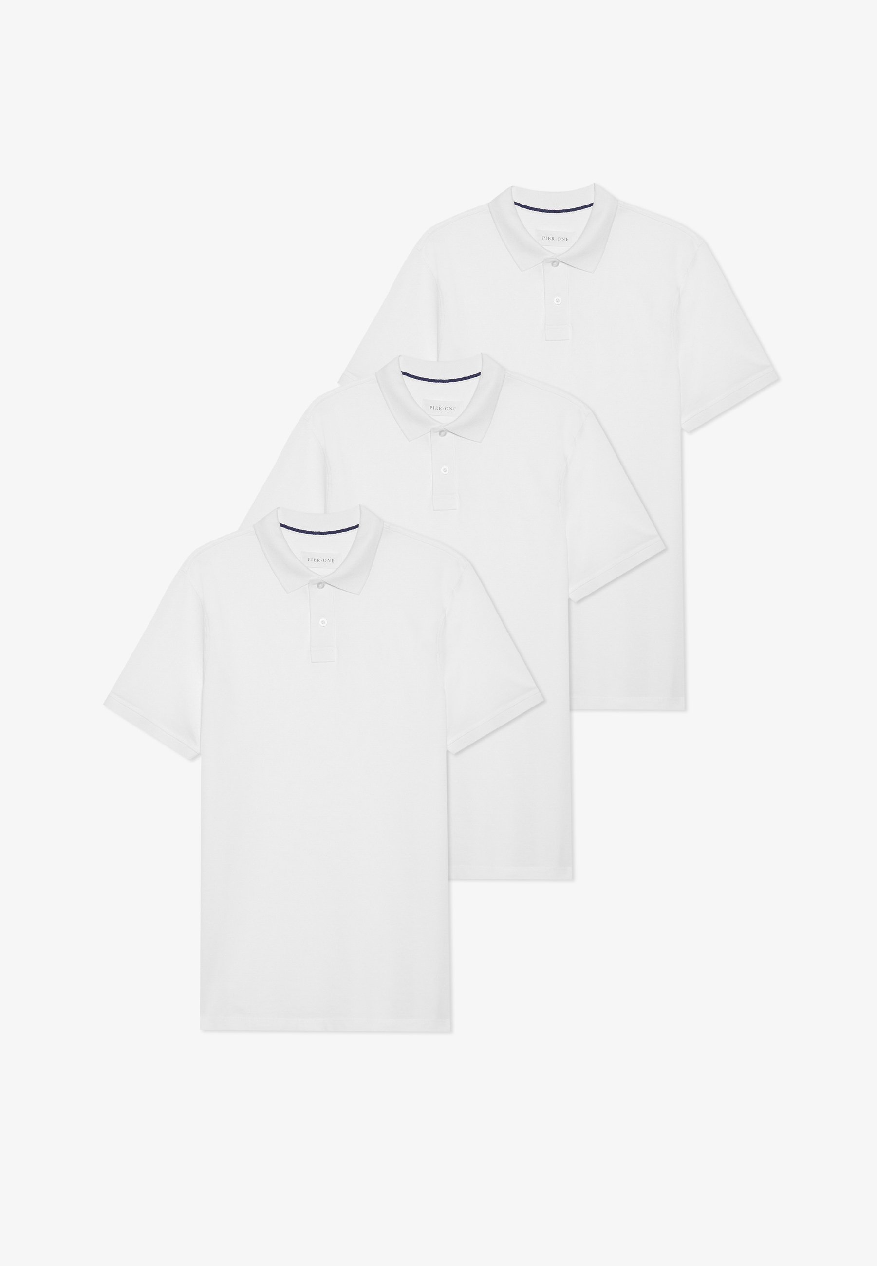 Pier One 3 PACK SLIM - Polosärk - erevalge